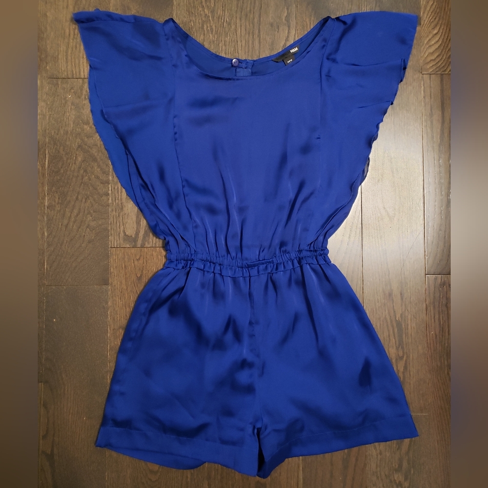 Royal Cobalt Blue Satin Romper Women's Size 2 (XS-S)
